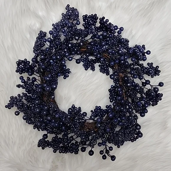 Elegant 18" Shimmery Blackberry & Blueberry Fall Holiday Country Wreath - Picture 2 of 8